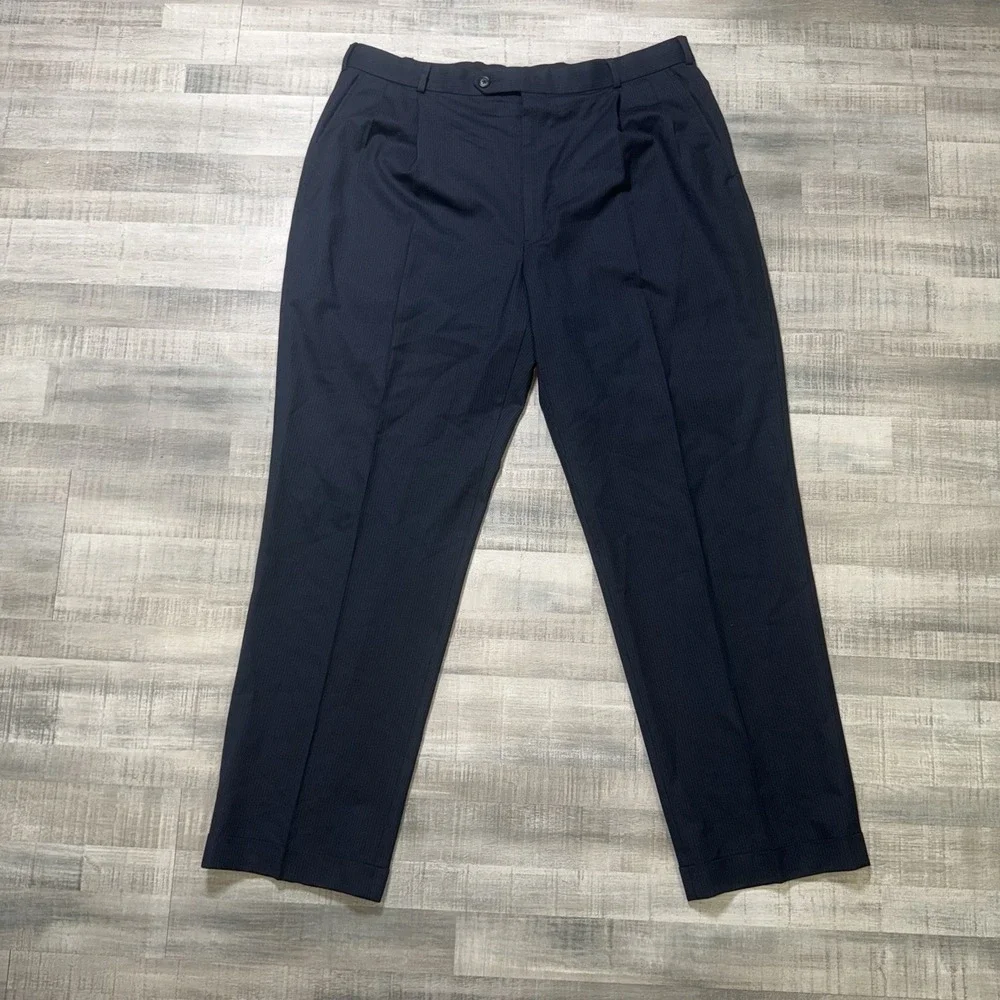 Brooks Brothers 346 Men's Suit 2-piece Wool Sz 46L Pants 38x31 Black Pinstripe